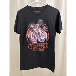 STRANGER THINGS T-Shirt Netflix Black Shirt Fireworks Graphic Adult Large